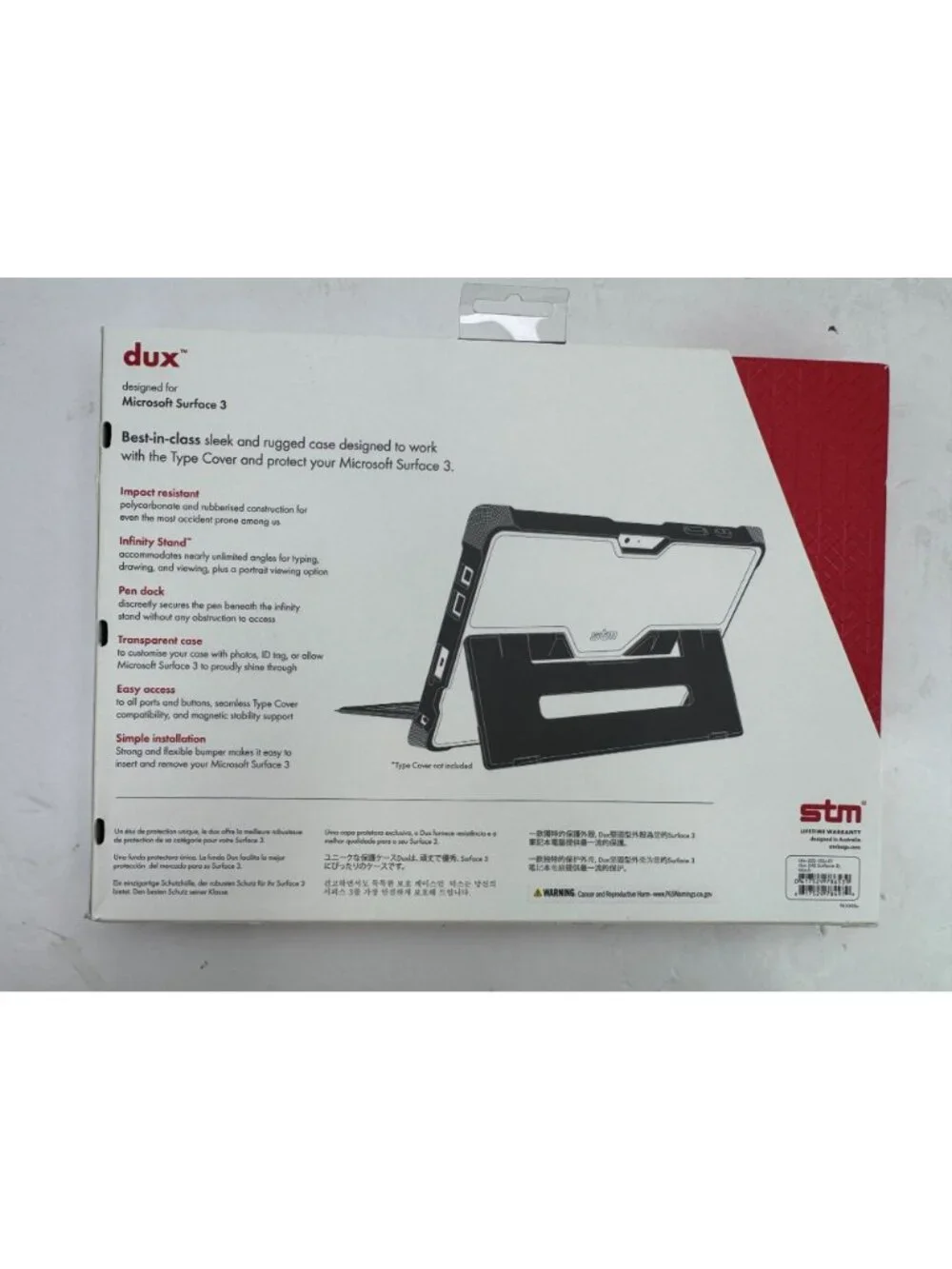 Dux Rugged Case For Microsoft Surface 3 With Infinity Stand & Pen Dock - Black &